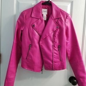Hot pink faux leather Jacket